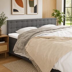Practical Grey Fabric Headboard for Your Bedroom