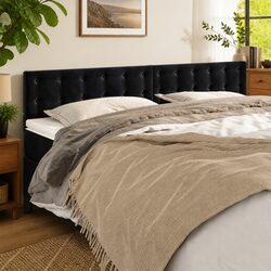 Functional Black Velvet Headboard for Bedside Comfort