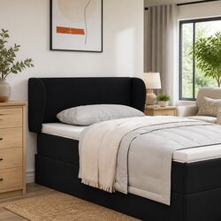 Headboard Ear Wave Design Black Modern Bedroom Furniture PVC Foam Support