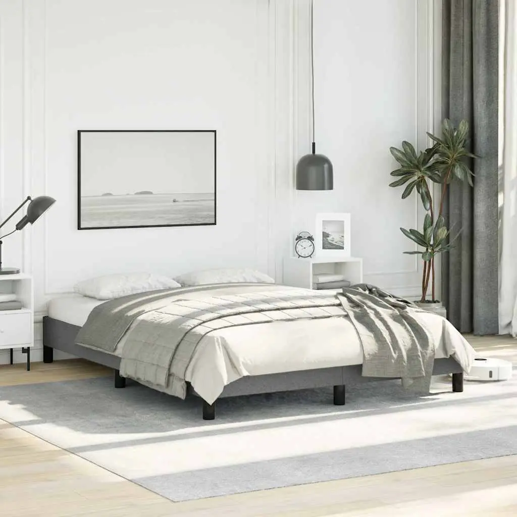 Double Bed Frame Fabric Upholstered 137x187 cm Grey