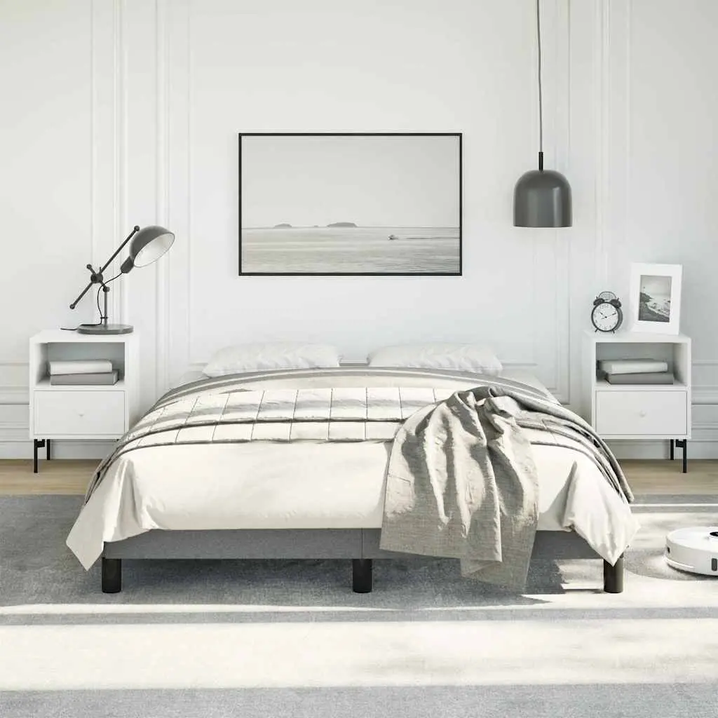 Double Bed Frame Fabric Upholstered 137x187 cm Grey