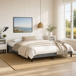 Sturdy Grey Fabric Queen Bed Frame for Everyday Use