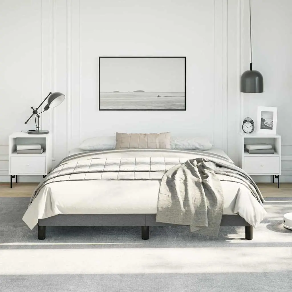 Queen Bed Frame Fabric Upholstered 152x203 cm Grey