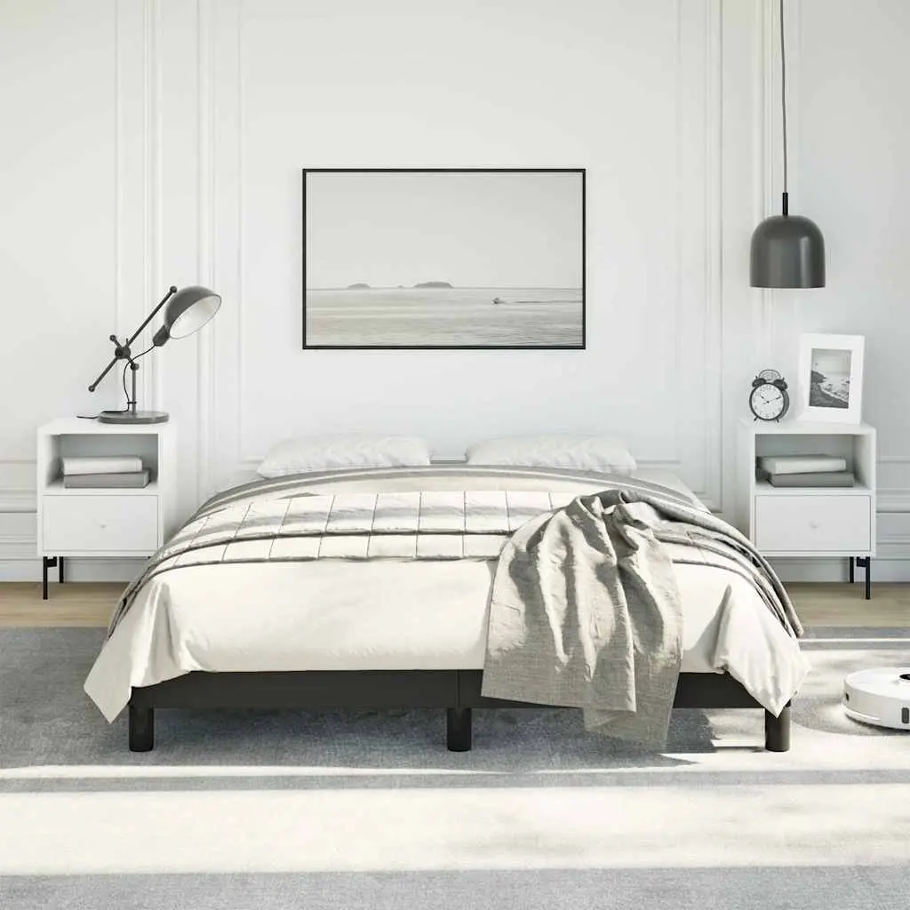 Black Double Bed Frame Faux Leather 137x187 cm Platform Sleep Furniture