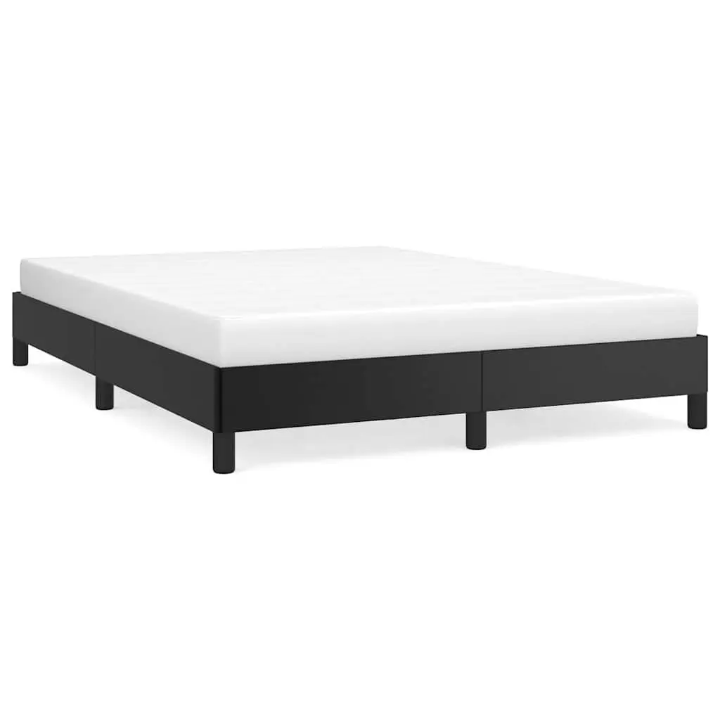 Black Double Bed Frame Faux Leather 137x187 cm Platform Sleep Furniture