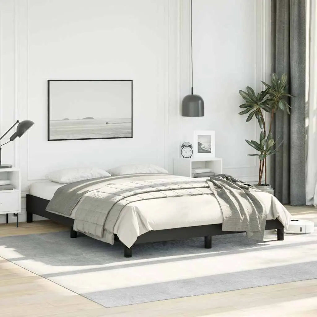 Black Double Bed Frame Faux Leather 137x187 cm Platform Sleep Furniture