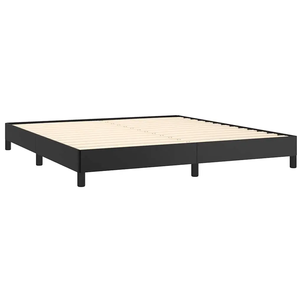 Faux Leather Queen Bed Frame Sturdy Support 152 x 203 cm Black Plywood Slats