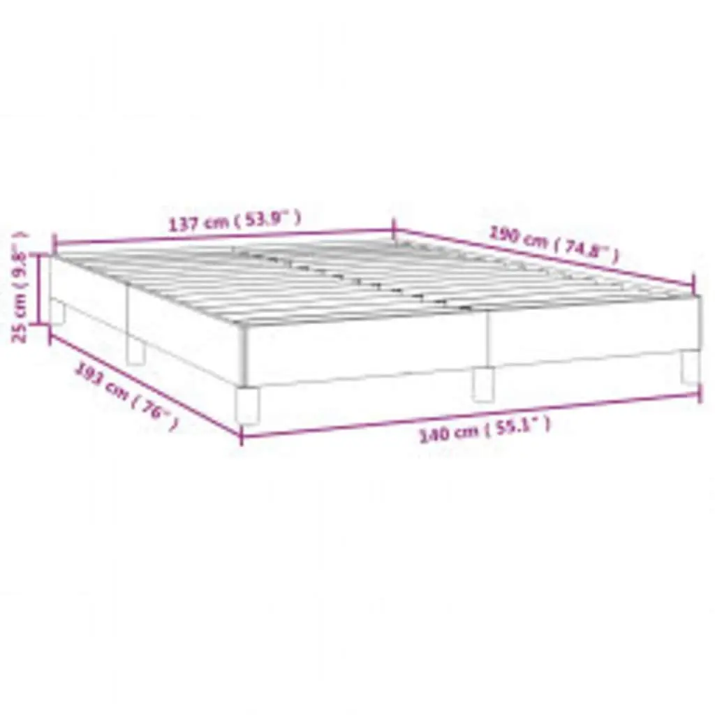 Double Bed Frame Velvet Grey 137x187cm Plywood Slats