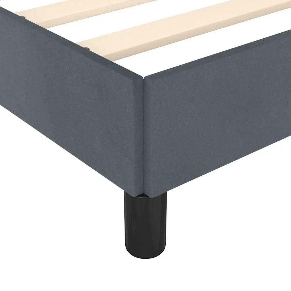 Double Bed Frame Velvet Grey 137x187cm Plywood Slats