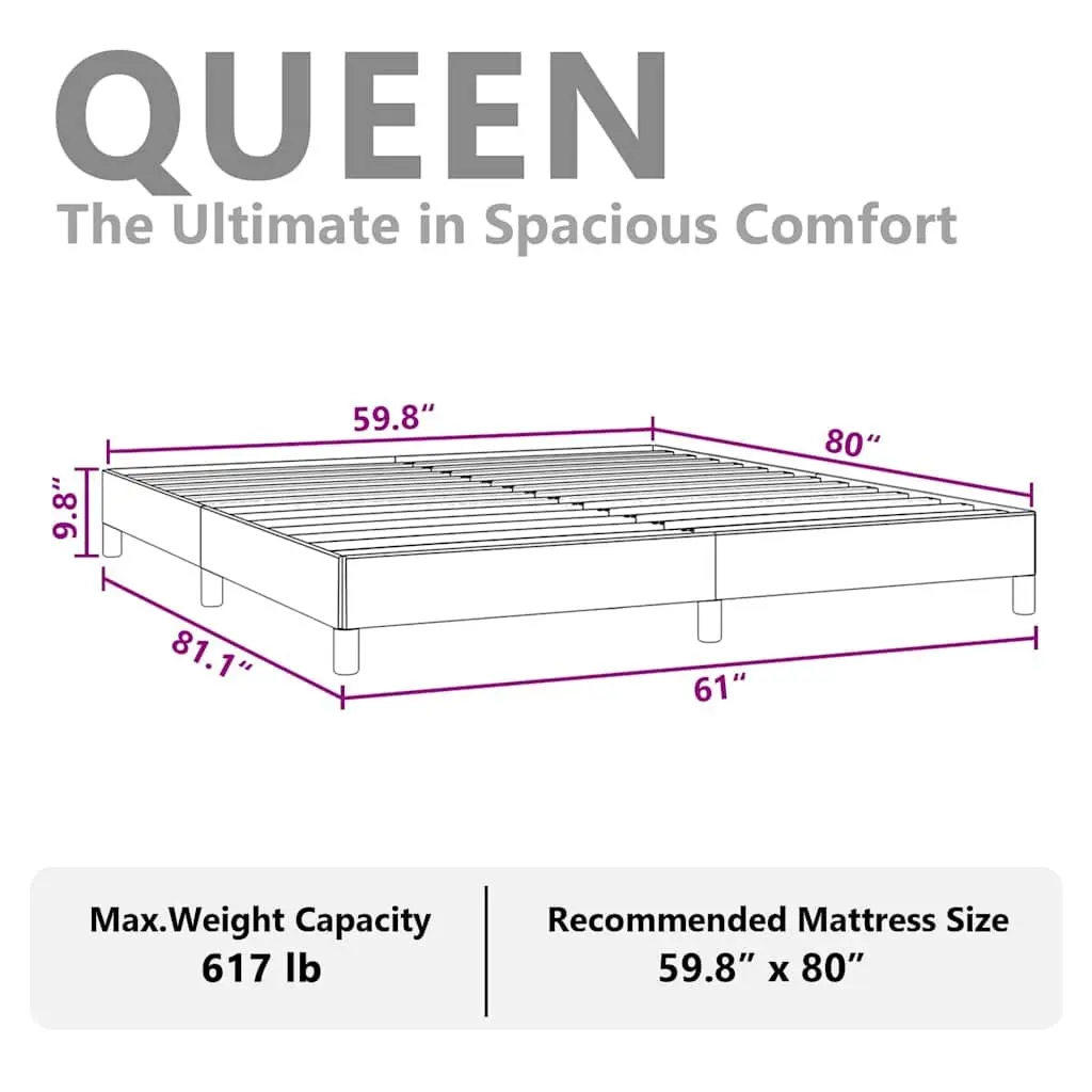 Queen Frame Velvet Upholstered Grey 152x203cm with Slatted Base