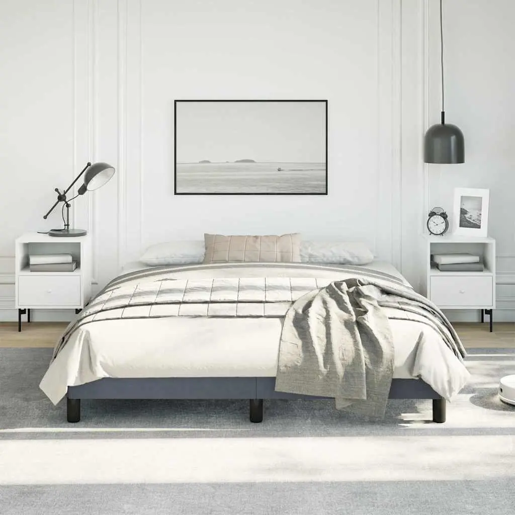 Queen Frame Velvet Upholstered Grey 152x203cm with Slatted Base