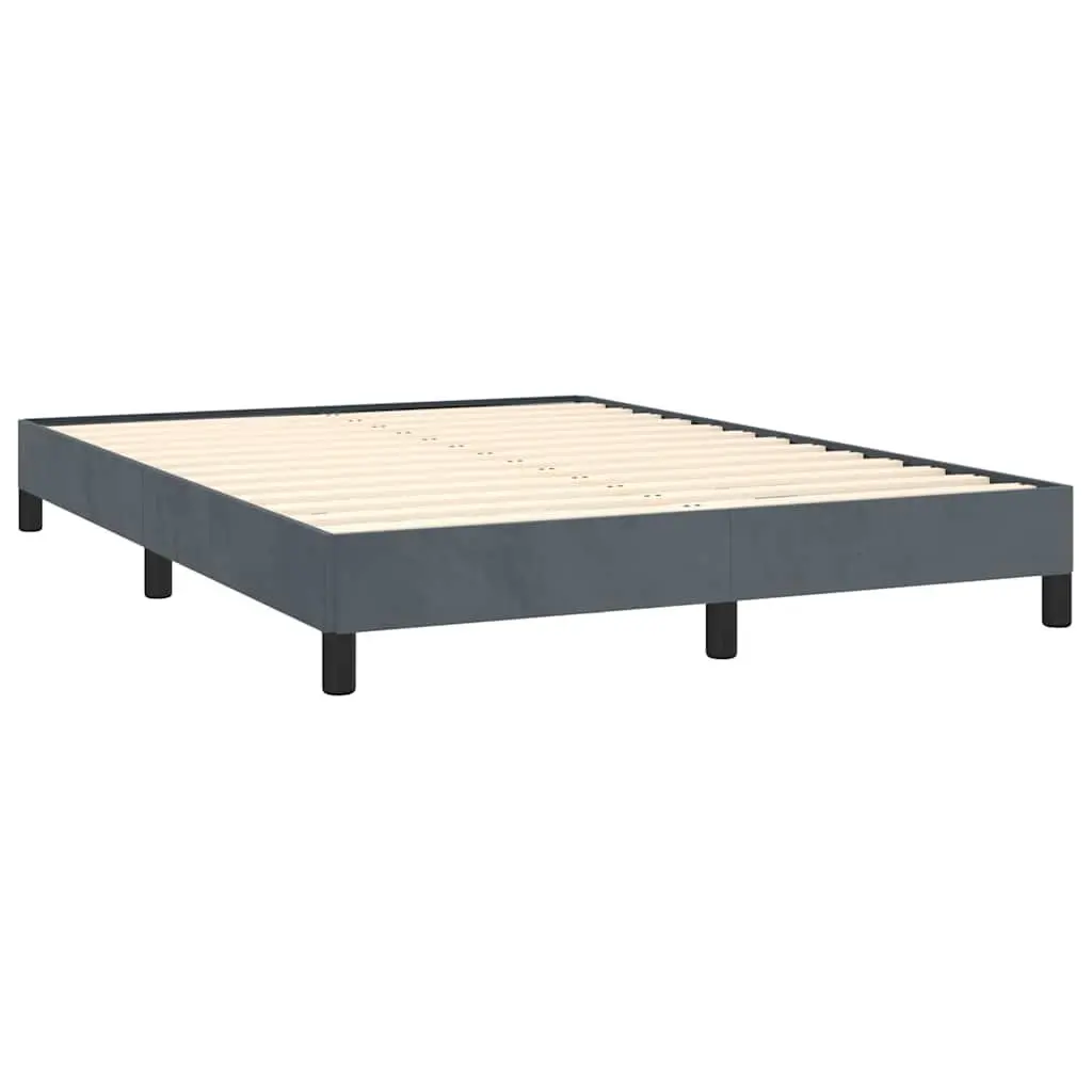 Queen Frame Velvet Upholstered Grey 152x203cm with Slatted Base