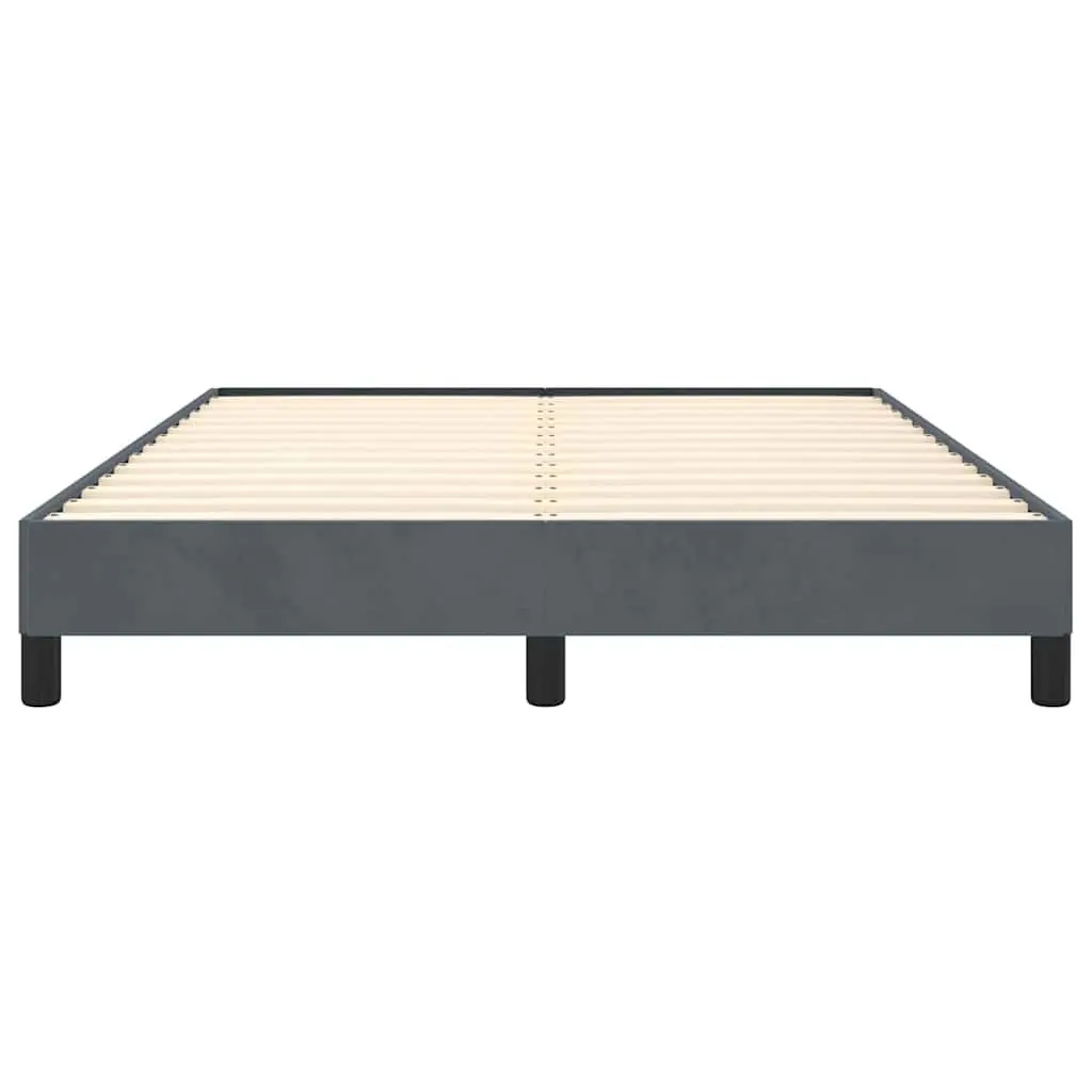 Queen Frame Velvet Upholstered Grey 152x203cm with Slatted Base