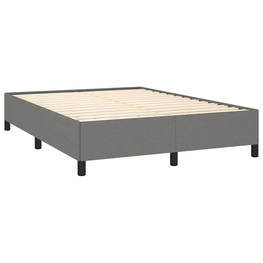 Double Bed Frame Grey 137x187cm Plywood Slats Sturdy Fabric Construction