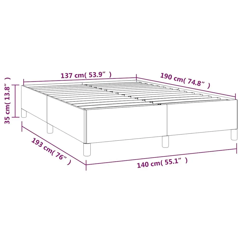 Double Bed Frame Grey 137x187cm Plywood Slats Sturdy Fabric Construction