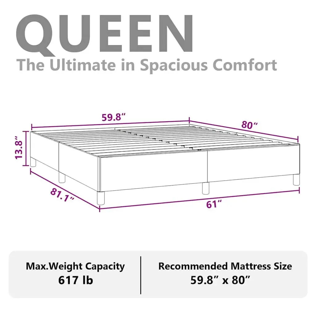 Queen Bed Frame Upholstered Fabric 152x203 cm Grey