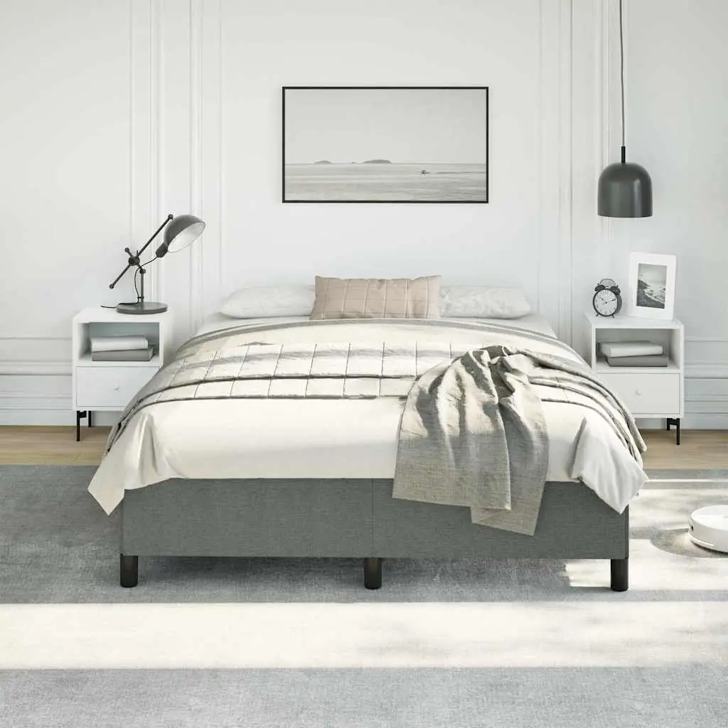 Queen Bed Frame Upholstered Fabric 152x203 cm Grey
