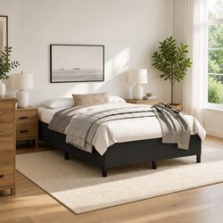 Black Faux Leather Double Bed Frame for Home Use
