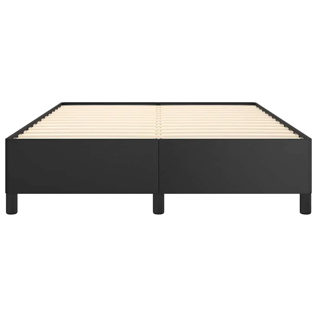 Double Bed Frame Faux Leather Black 137x187cm Plywood Slats Support Legs