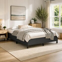 Practical Black Faux Leather Queen Bed Frame for Any Home