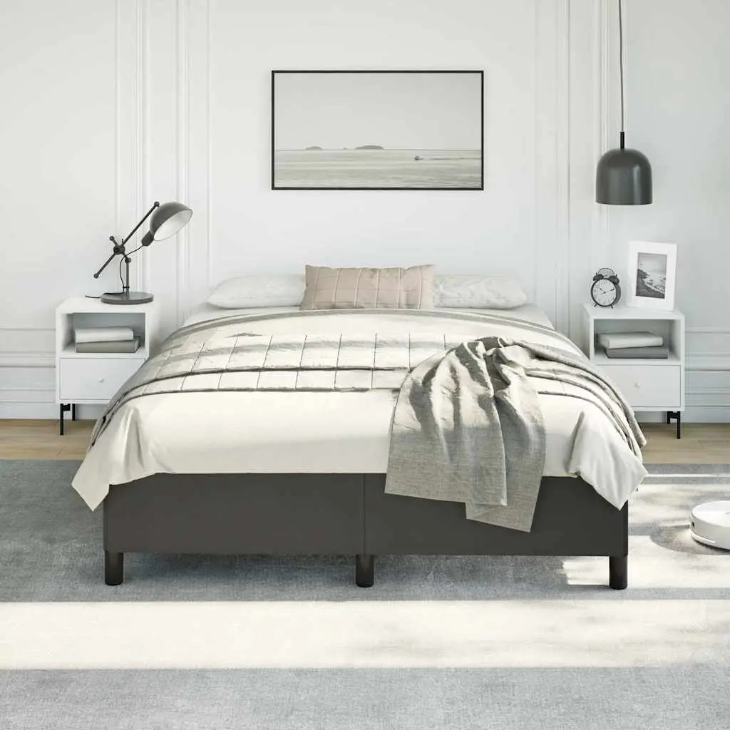 Queen Faux Leather Upholstered Platform Bed Frame Black 152x203 cm Sturdy Supportive Legs