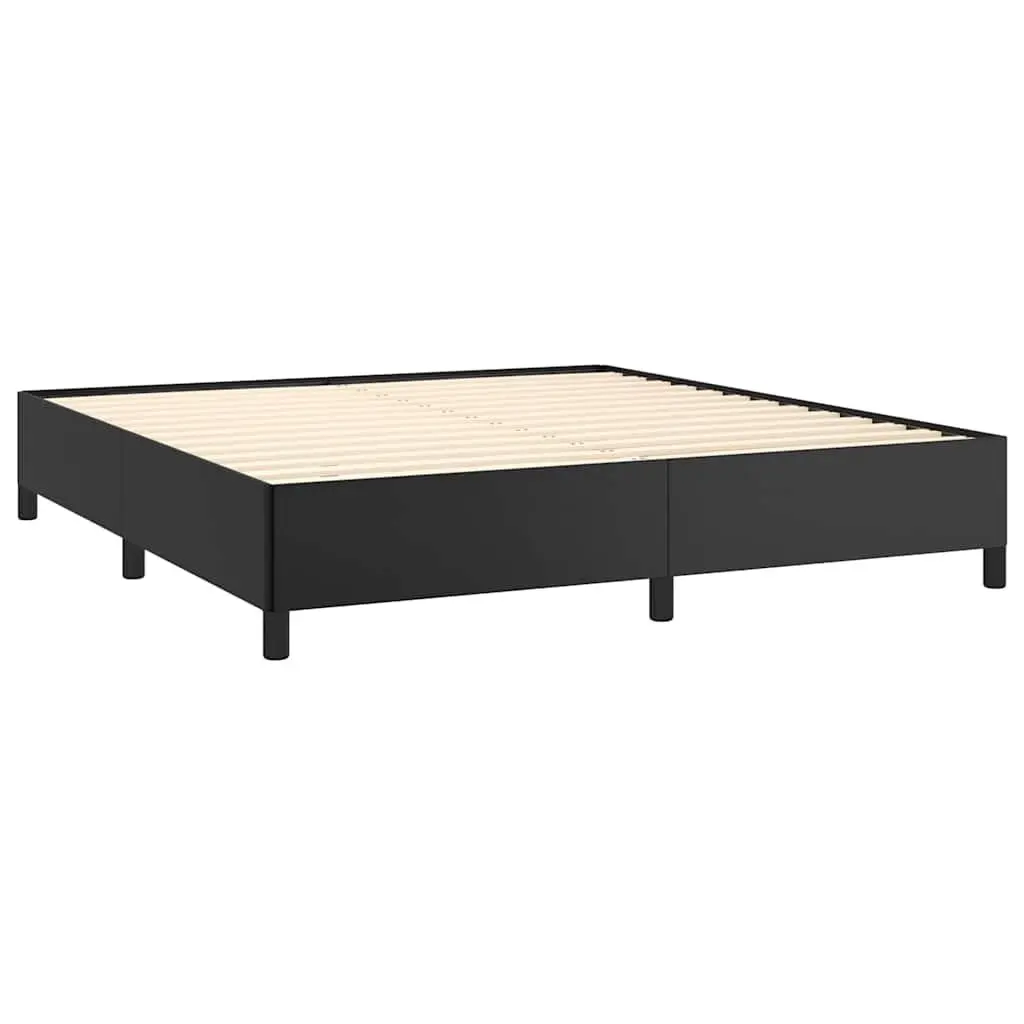 Queen Faux Leather Upholstered Platform Bed Frame Black 152x203 cm Sturdy Supportive Legs