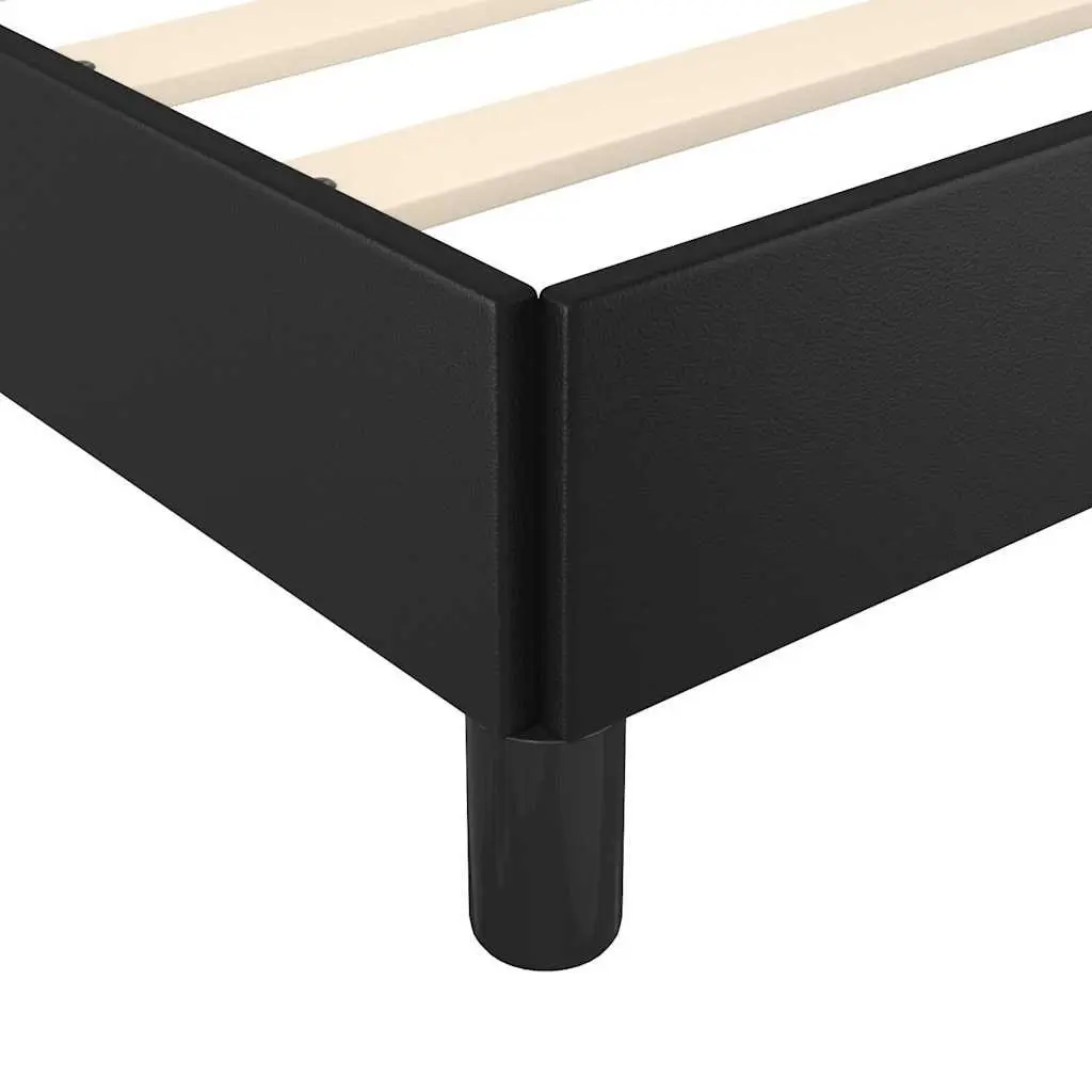 Queen Faux Leather Upholstered Platform Bed Frame Black 152x203 cm Sturdy Supportive Legs