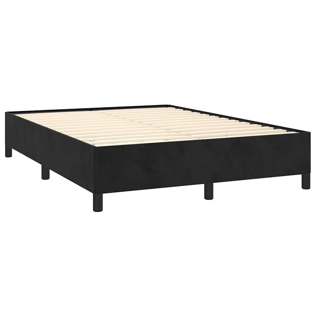 Double Bed Frame Velvet Upholstered 137x187cm Black