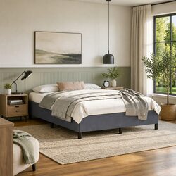 Perfect Fit: Grey Velvet Queen Bed Frame for Any Bedroom