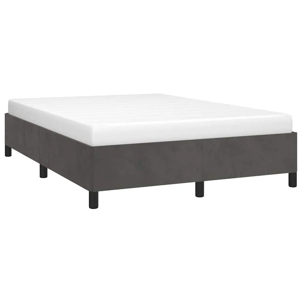Queen Bed Frame Grey Velvet Upholstered 152x203cm Bedroom Furniture No Mattress