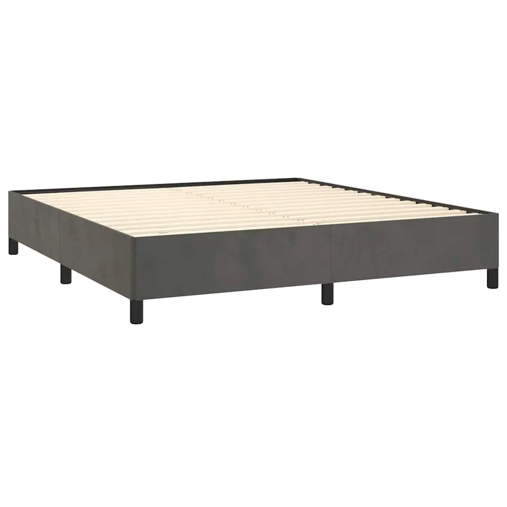 Queen Bed Frame Grey Velvet Upholstered 152x203cm Bedroom Furniture No Mattress
