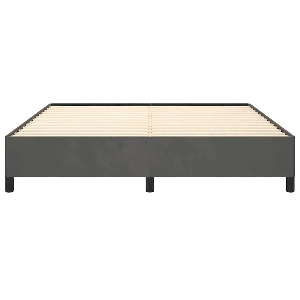 Queen Bed Frame Grey Velvet Upholstered 152x203cm Bedroom Furniture No Mattress