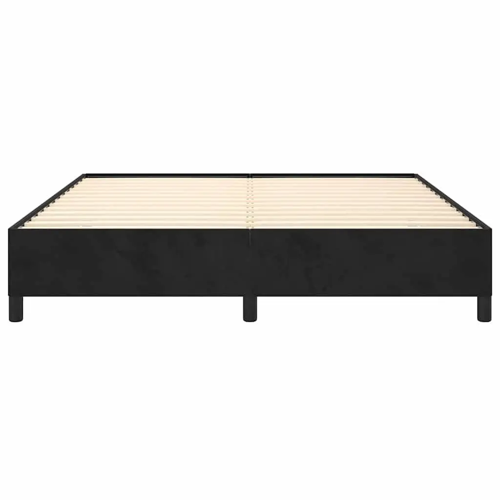 Queen Bed Frame Black Velvet 152x203cm Bedroom Furniture Upholstered Slats