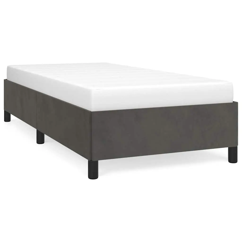 King Single Bed Frame Grey Velvet Upholstered Bedroom Furniture Support Legs