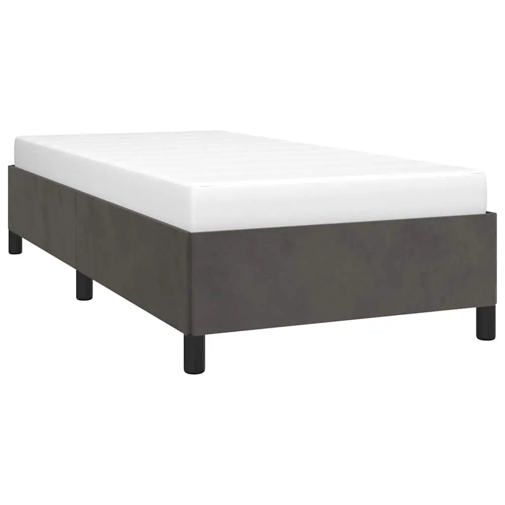 King Single Bed Frame Grey Velvet Upholstered Bedroom Furniture Support Legs