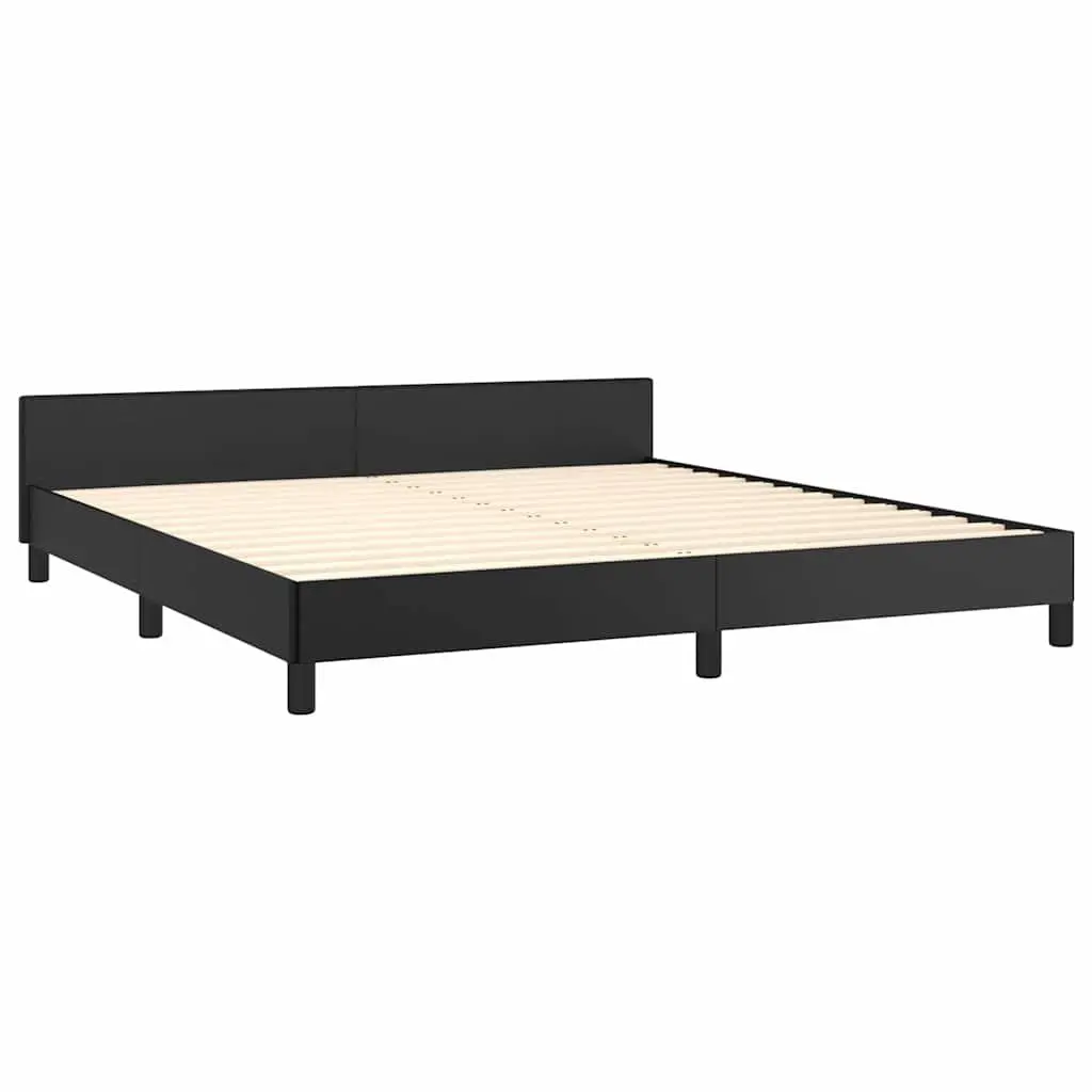 Queen Bed Frame with Headboard Black Faux Leather Bedroom Furniture Platform