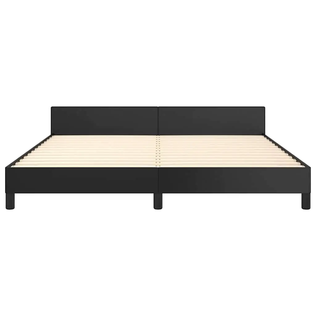Queen Bed Frame with Headboard Black Faux Leather Bedroom Furniture Platform