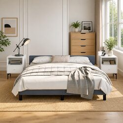 Practical Grey Velvet Queen Bed Frame for Your Home