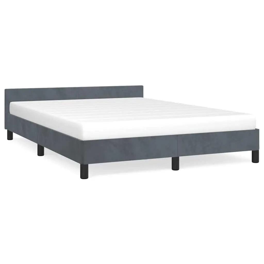Queen Bed Frame with Headboard Grey Velvet Upholstered Bedroom Furniture