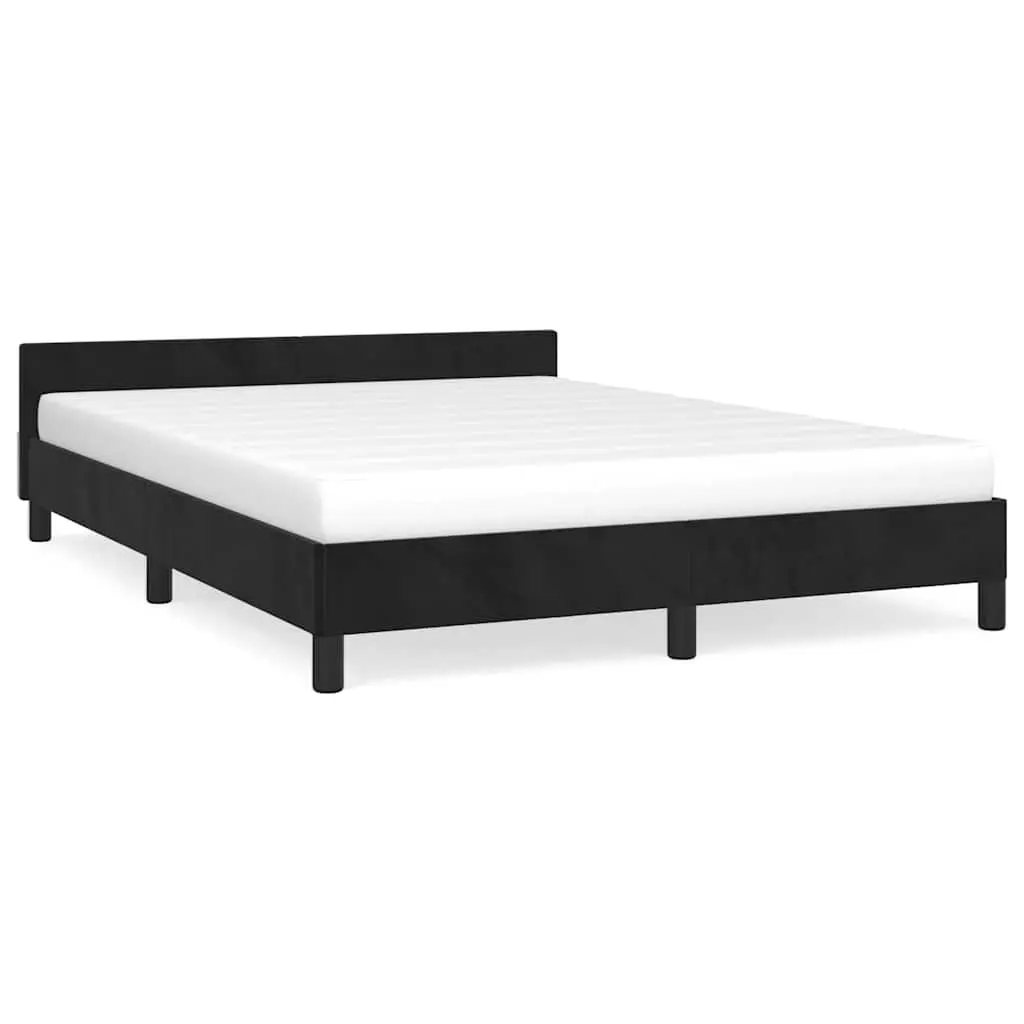 Queen Bed Frame Velvet Black Slats