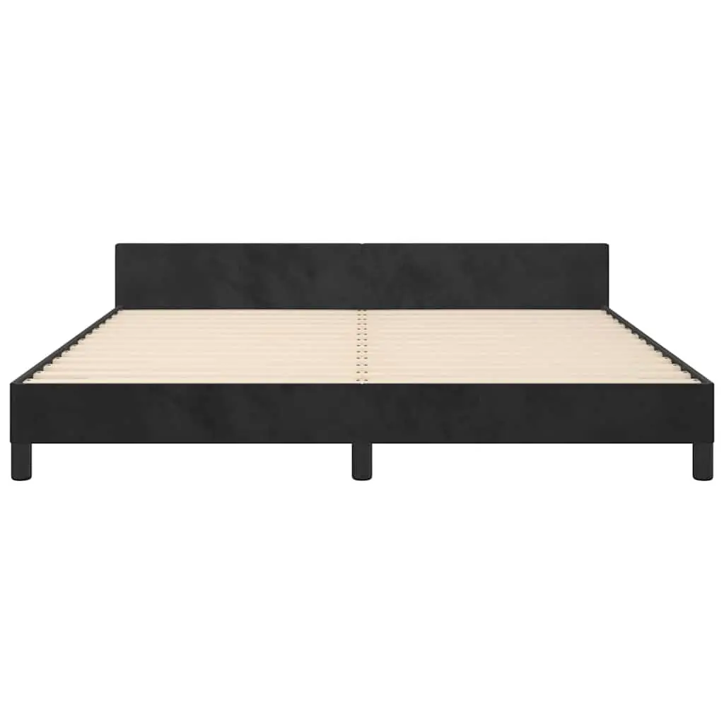 Queen Bed Frame Velvet Black Slats