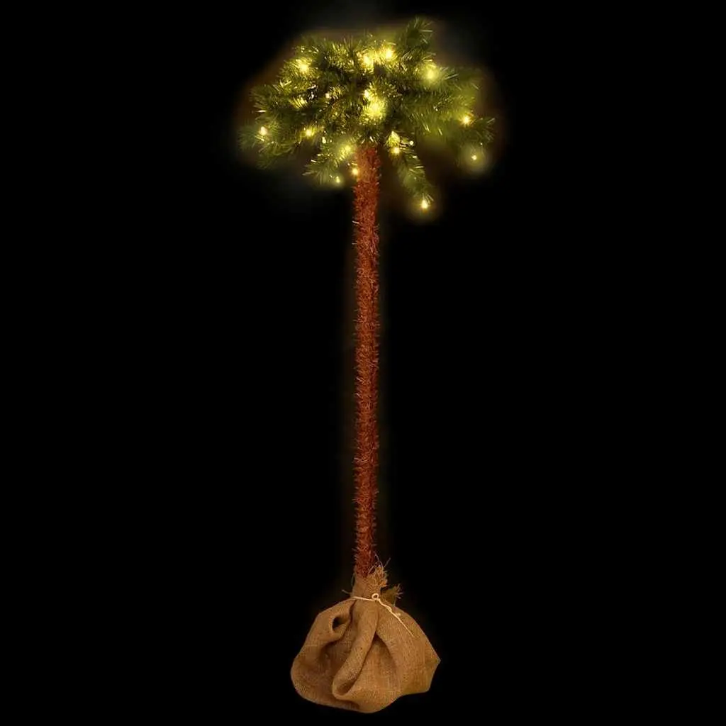Artificial Christmas Tree with LEDs 210 cm Green Foliage Brown Trunk