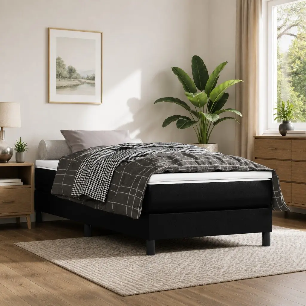 Pocket Spring Bed Mattress Faux Leather 90x190x20cm Medium Firmness Black