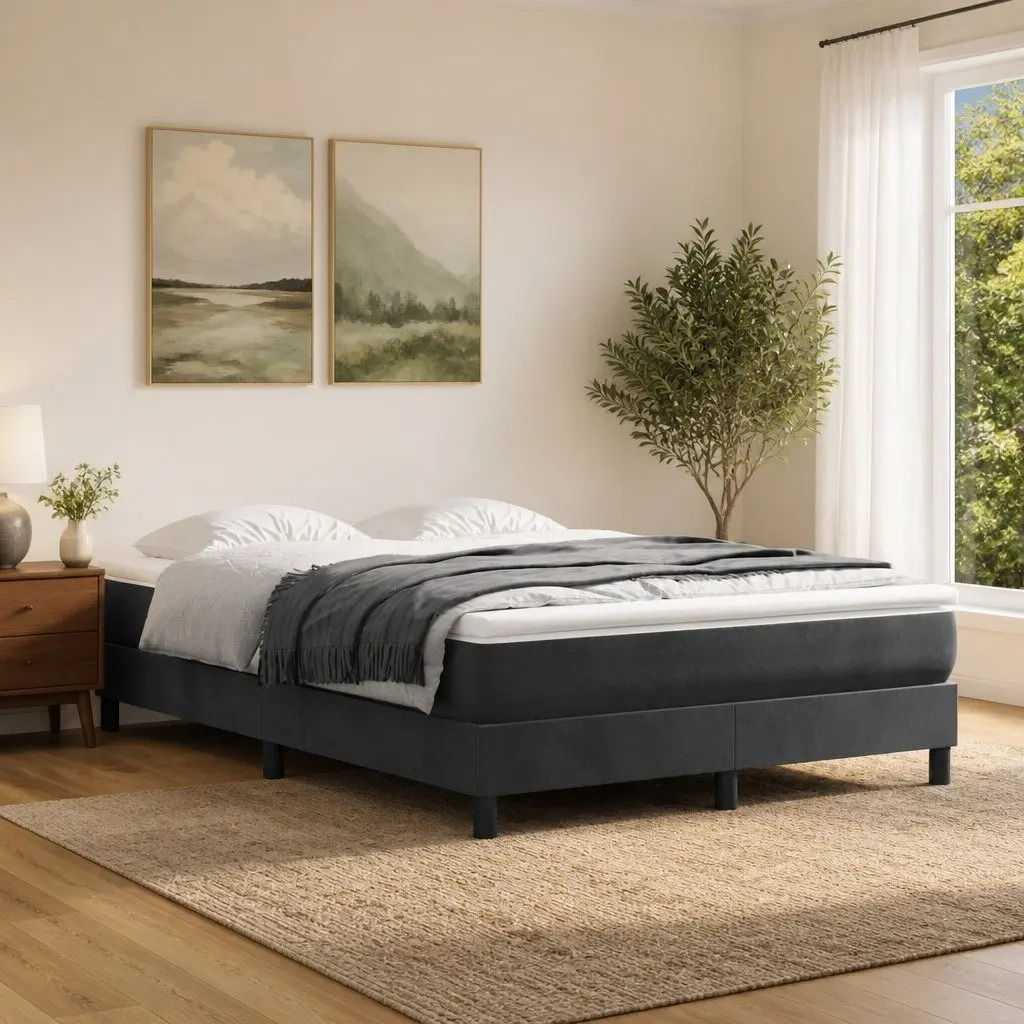 Pocket Spring Bed Mattress Velvet Medium Firmness Double 137x190x20cm Grey