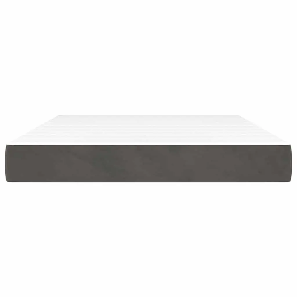Pocket Spring Bed Mattress Velvet Medium Firmness Double 137x190x20cm Grey