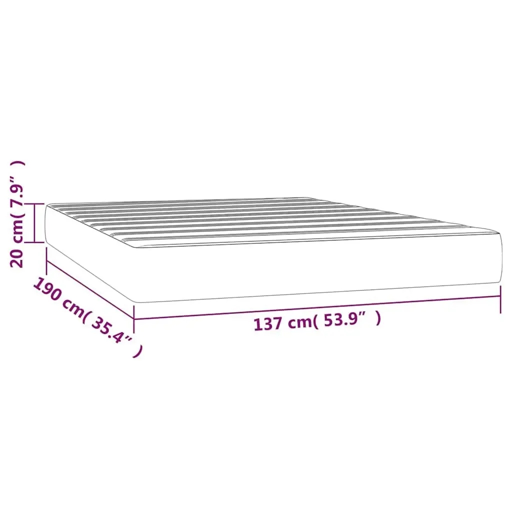 Pocket Spring Bed Mattress Velvet Medium Firmness Double 137x190x20cm Grey