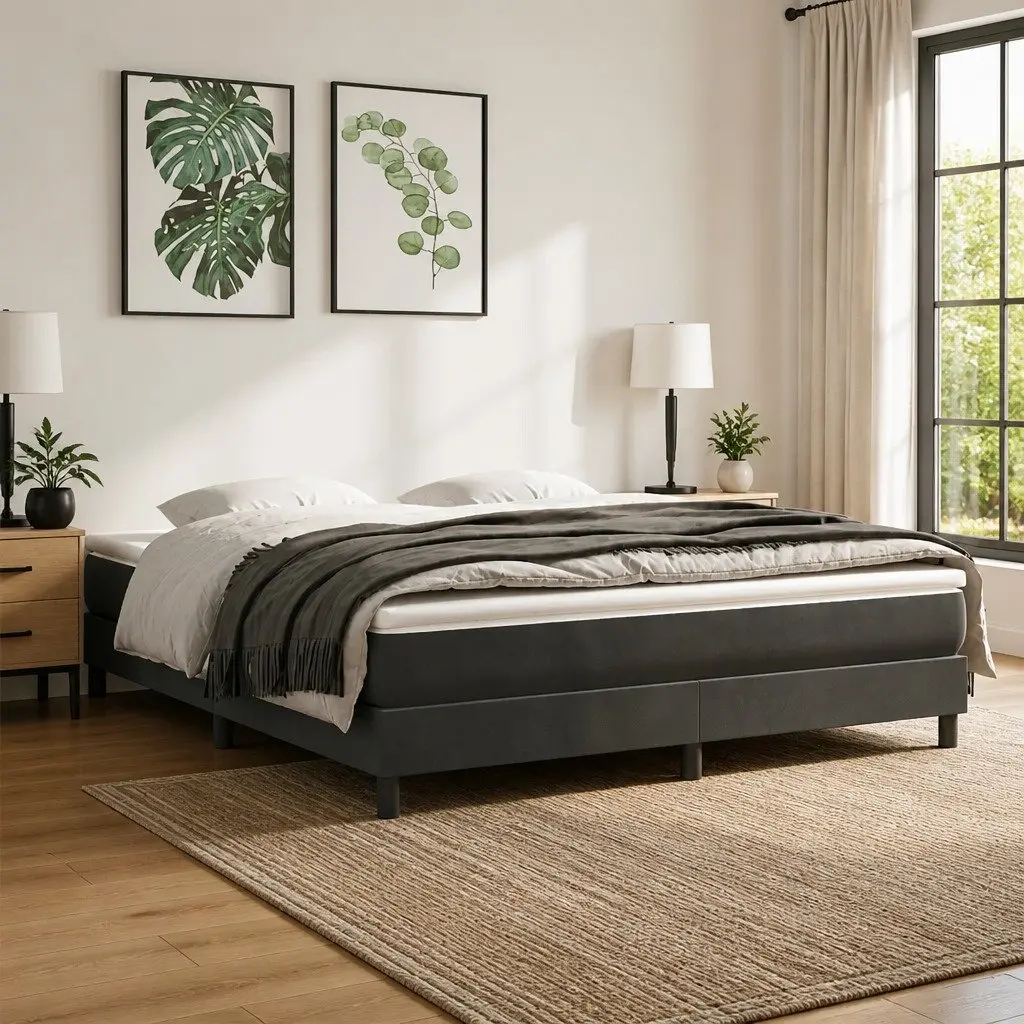 Queen Pocket Spring Bed Mattress Medium Firm Support Grey Velvet 152x203x20cm
