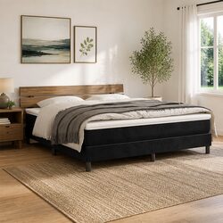 Versatile Black Velvet Queen Mattress with Pocket Springs 153x203x20cm
