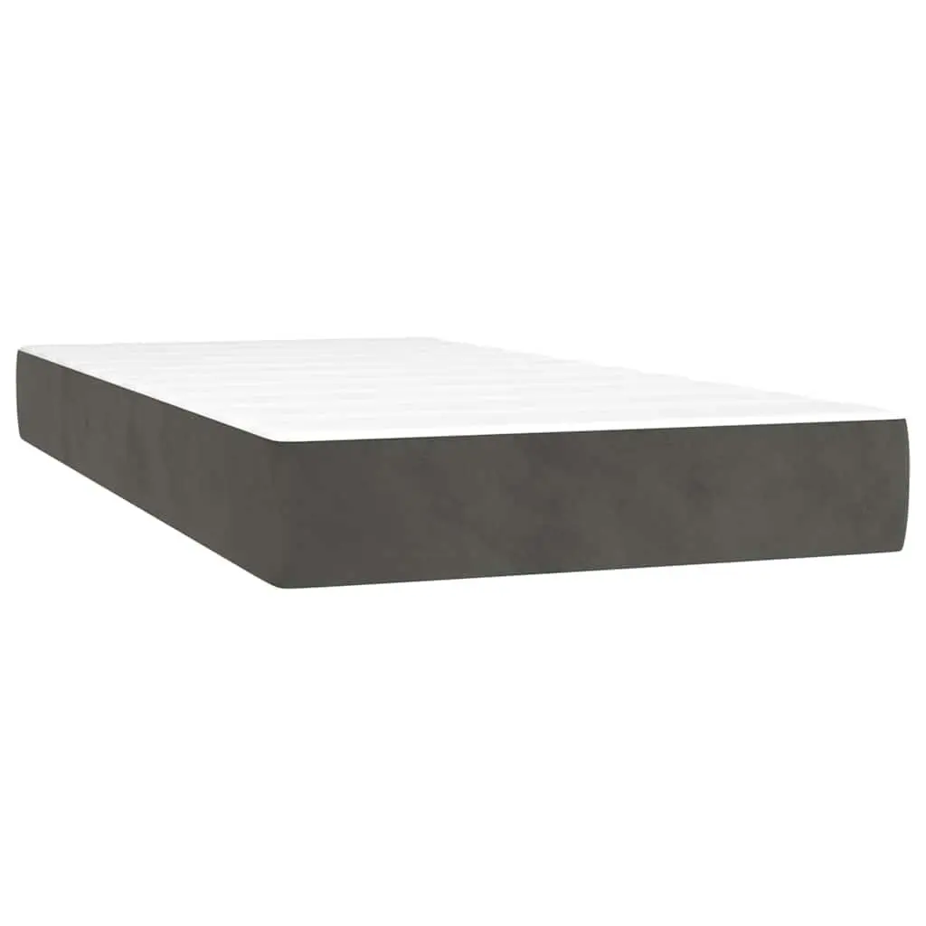 Pocket Spring Bed Mattress Super Single Velvet Dark Grey Medium-Firm Support
