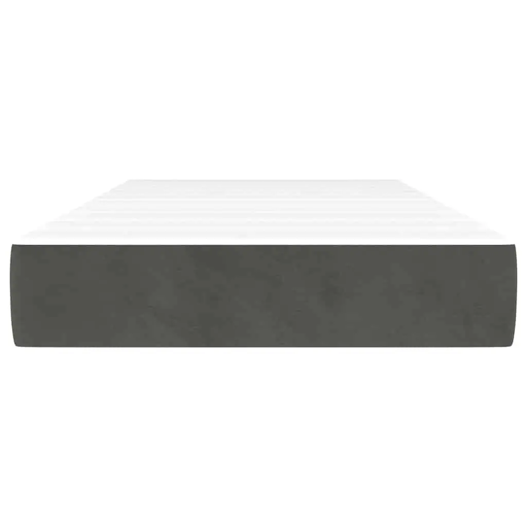 Pocket Spring Bed Mattress Super Single Velvet Dark Grey Medium-Firm Support